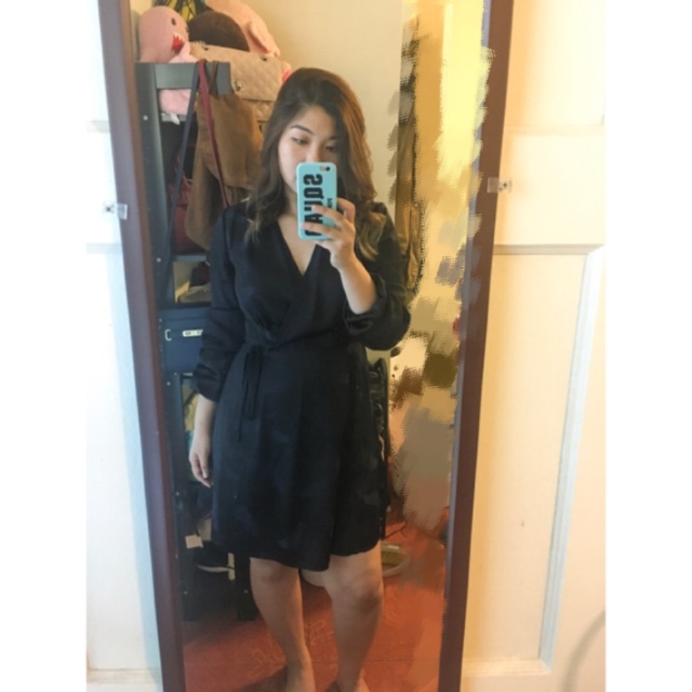 H&M Floral Print kimono wrap long sleeve dress